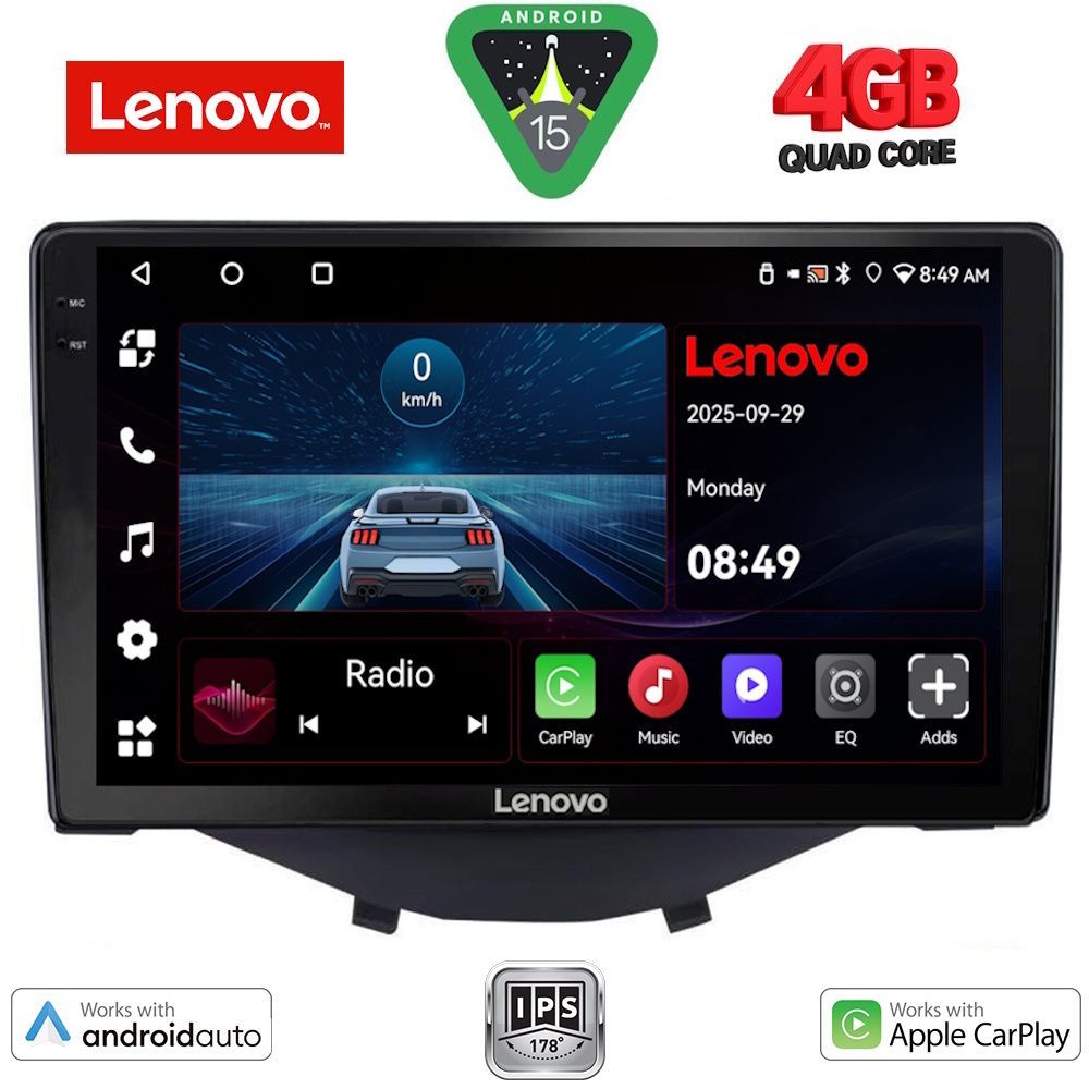Βλησαρούλης Car Center - LENOVO LVE 8715_CPAA CLIMA (9inc) MULTIMEDIA TABLET for CITROEN C1-PEUGEOT 108-TOYOTA AYGO mod. 2014-2022
