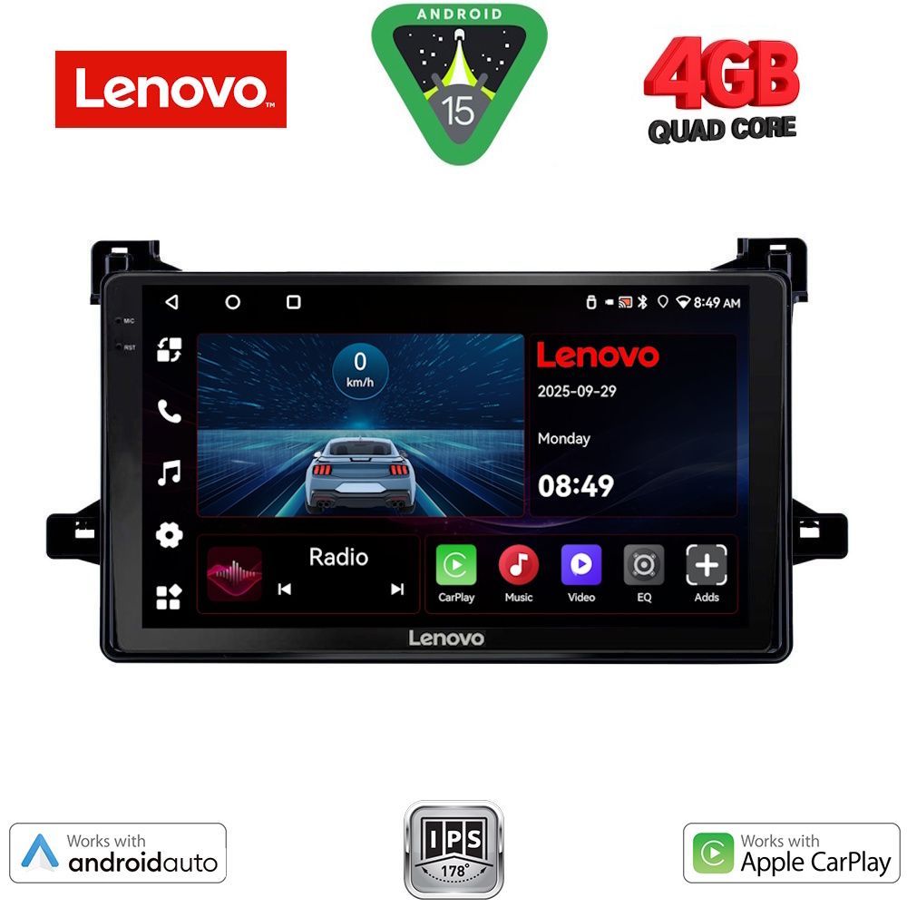 Βλησαρούλης Car Center - LENOVO LVE 8727_CPAA (9inc) MULTIMEDIA TABLET for TOYOTA PRIUS mod. 2016-2020