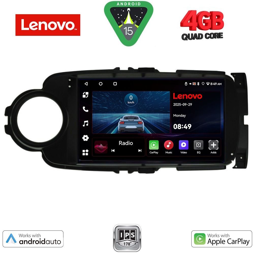 Βλησαρούλης Car Center - LENOVO LVE 8737BL_CPAA (9inc) MULTIMEDIA TABLET for TOYOTA YARIS mod. 2011-2015  (BLACK)