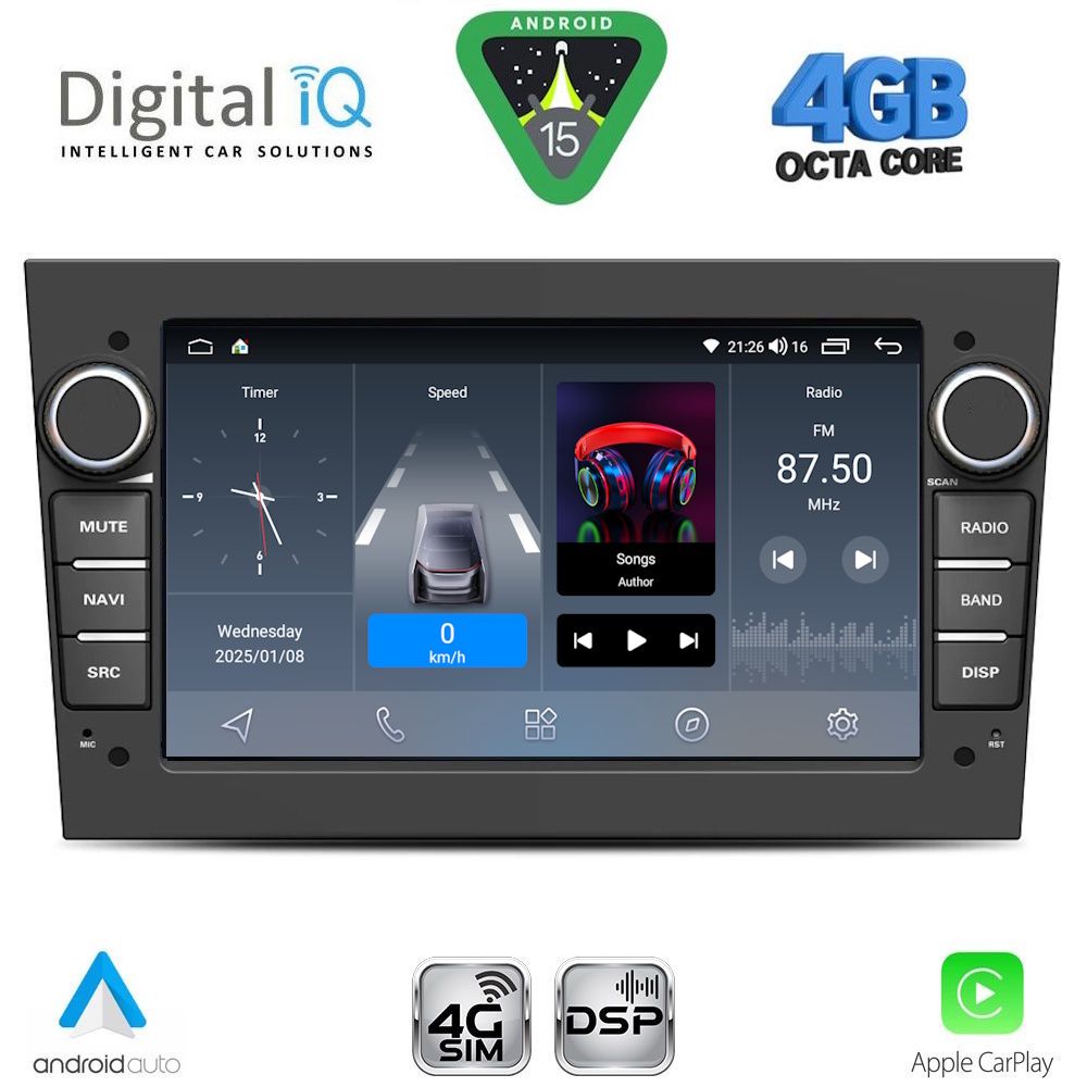Βλησαρούλης Car Center - DIGITAL IQ BLG 419BL_CPA (7" DECK) MULTIMEDIA SYSTEM for OPEL ALL mod. 2004-2014 (GLOSS BLACK)
