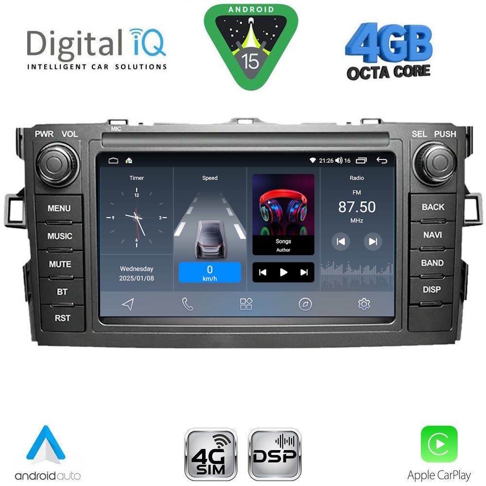 Βλησαρούλης Car Center - DIGITAL IQ BLF 328_CPA (7" DECK) MULTIMEDIA OEM for TOYOTA AURIS mod. 2007-2012