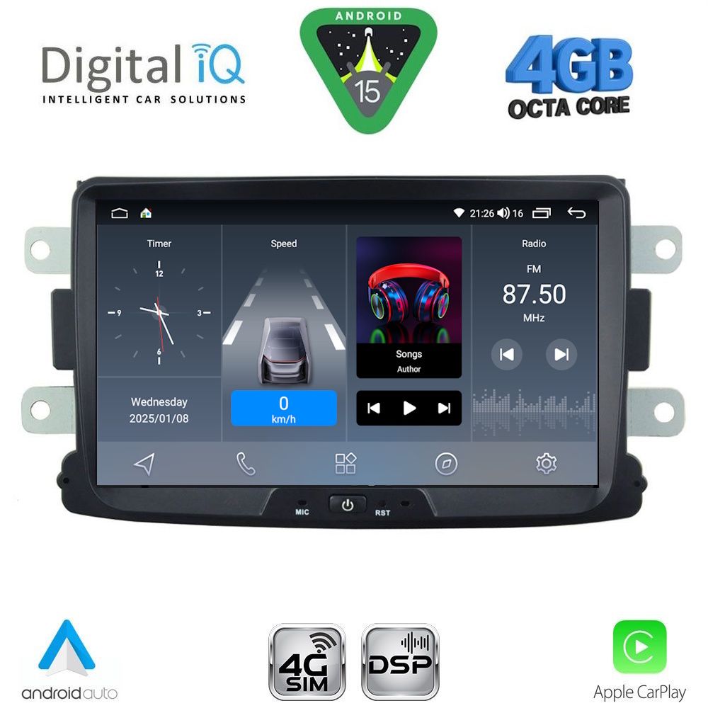 Βλησαρούλης Car Center - DIGITAL IQ BLG 433_CPA (8" DECK) MULTIMEDIA SYSTEM for DACIA mod. 2012-2019 – RN CAPTURE mod. 2013>