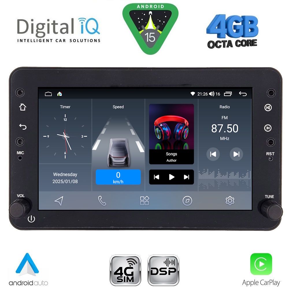 Βλησαρούλης Car Center - DIGITAL IQ BLG 459_CPA (7" DECK) MULTIMEDIA SYSTEM for ALFA ROMEO 159 – SPIDER – BRERA mod. 2004-2012