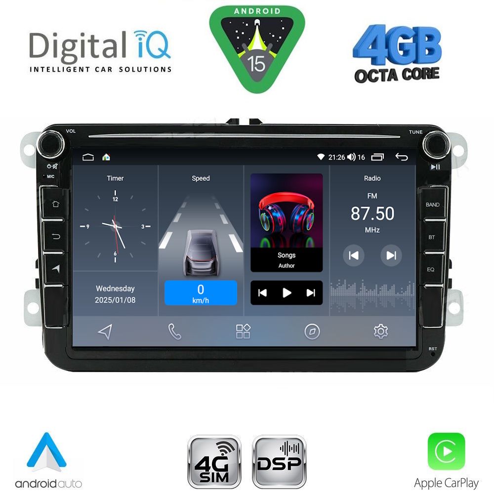 Βλησαρούλης Car Center - DIGITAL IQ BLG 479_CPA (8" DECK) MULTIMEDIA SYSTEM for VW - SKODA - SEAT mod. 2004-2016