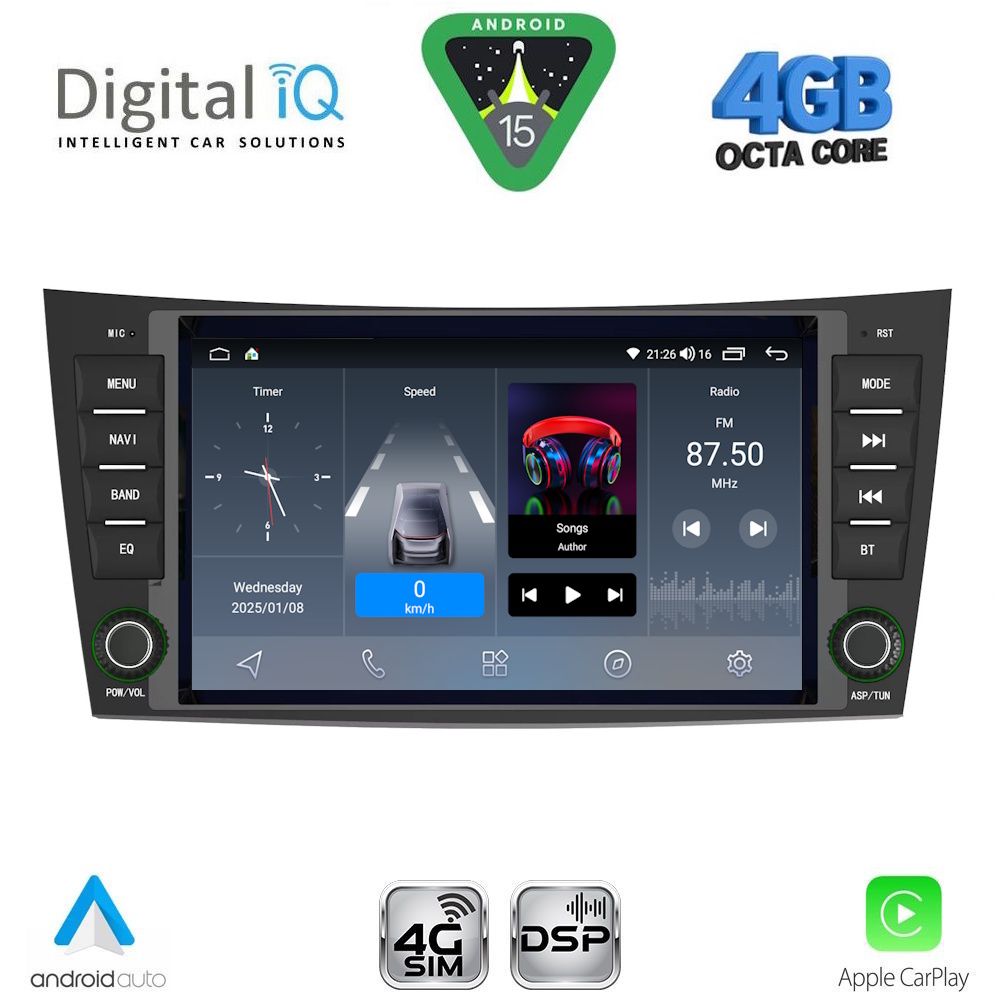 Βλησαρούλης Car Center - DIGITAL IQ BLG 490_CPA (8" DECK) MULTIMEDIA SYSTEM for MERCEDES E (W211) – CLS (W219) mod. 2003-2009
