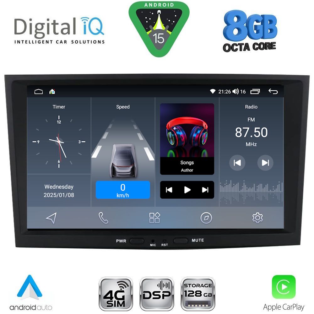 Βλησαρούλης Car Center - DIGITAL IQ BLM 718BL_CPA (8" DECK) MULTIMEDIA SYSTEM for OPEL ALL mod. 2004-2014 (BLACK)