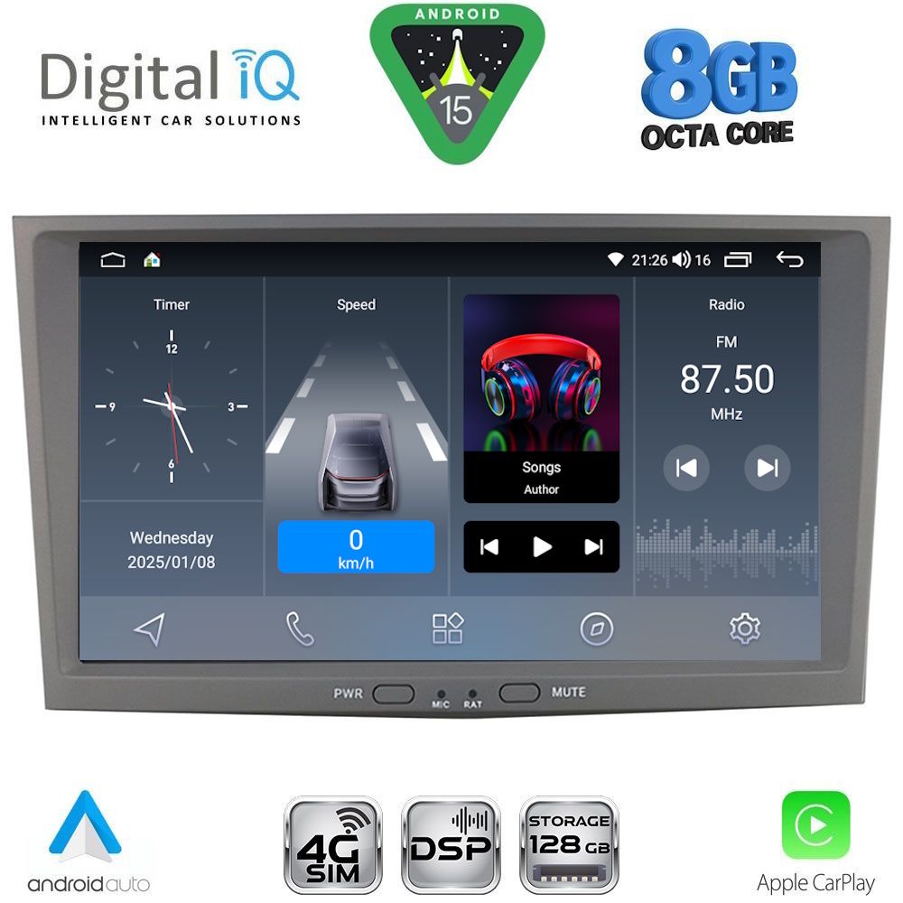 Βλησαρούλης Car Center - DIGITAL IQ BLM 718BL_CPA (8" DECK) MULTIMEDIA SYSTEM for OPEL ALL mod. 2004-2014 (BLACK)
