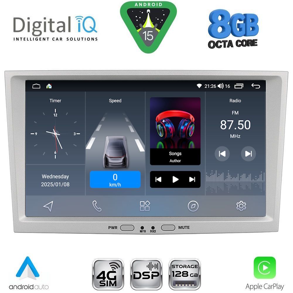 Βλησαρούλης Car Center - DIGITAL IQ BLM 718BL_CPA (8" DECK) MULTIMEDIA SYSTEM for OPEL ALL mod. 2004-2014 (BLACK)