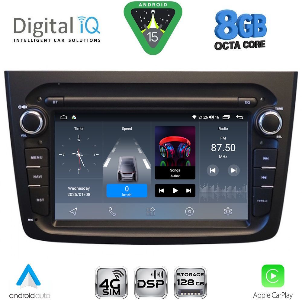 Βλησαρούλης Car Center - DIGITAL IQ BLM 757BL_CPA (7" DECK) MULTIMEDIA OEM for ALFA ROMEO MITO mod. 2008-2018 (BLACK)