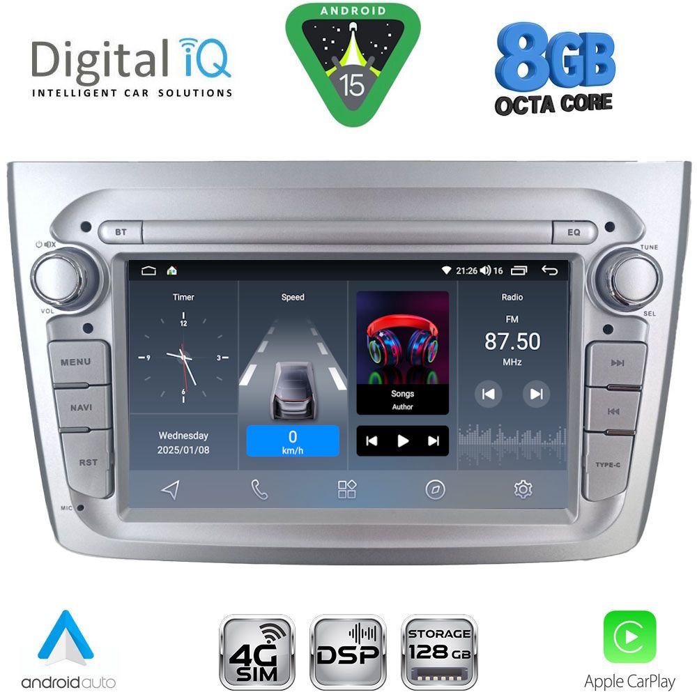 Βλησαρούλης Car Center - DIGITAL IQ BLM 757BL_CPA (7" DECK) MULTIMEDIA OEM for ALFA ROMEO MITO mod. 2008-2018 (BLACK)