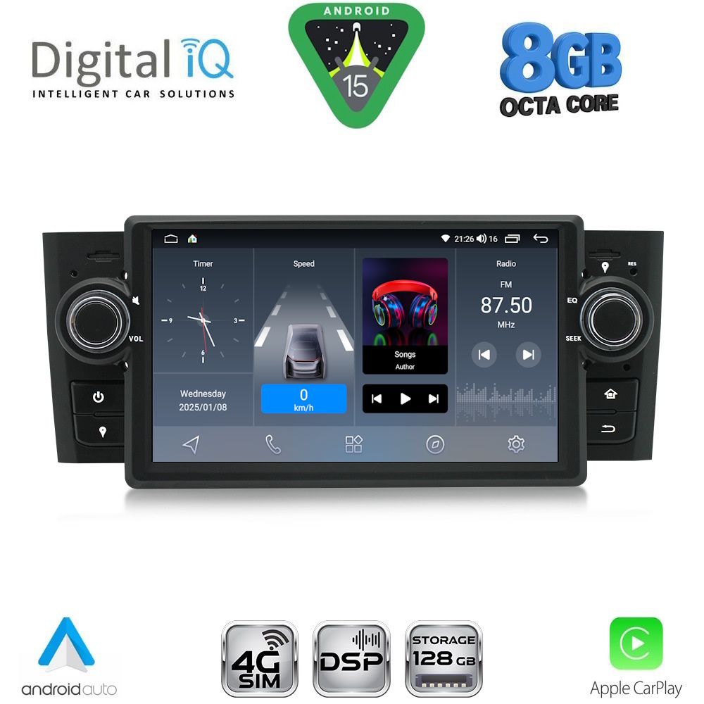 Βλησαρούλης Car Center - DIGITAL IQ BLM 763_CPA (7" DECK) MULTIMEDIA OEM for FIAT GRANDE PUNTO mod. 2005-2012