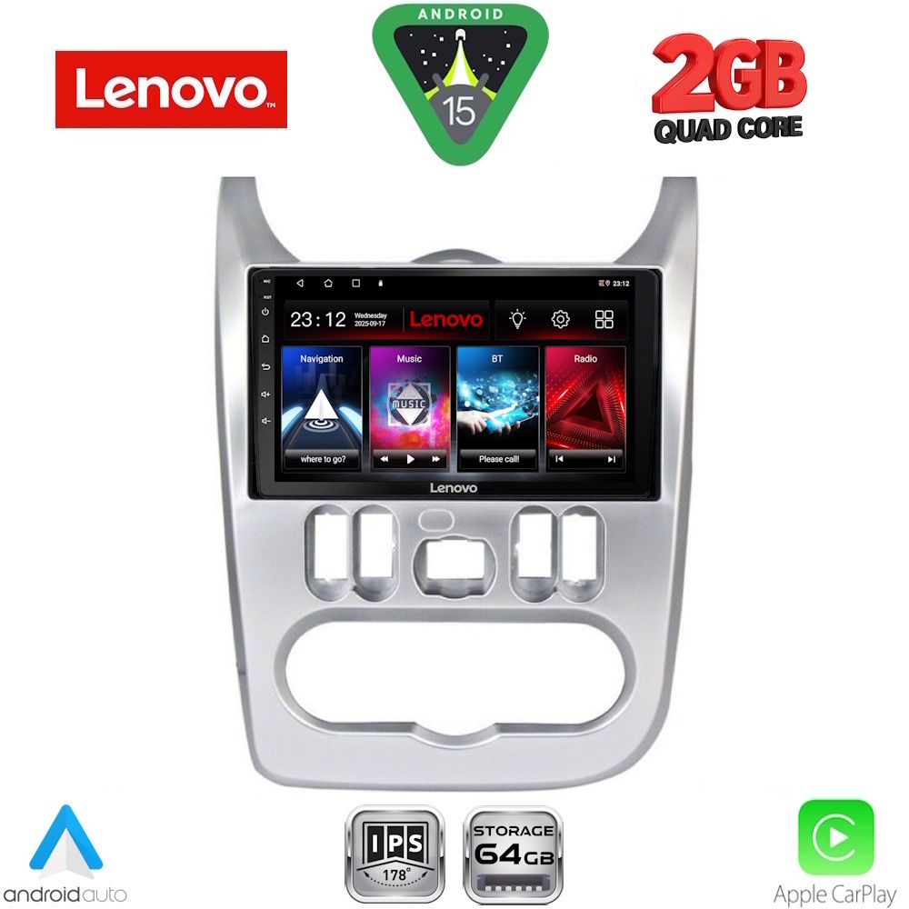 Βλησαρούλης Car Center - LENOVO LVD 2101SL_CPA (9inc) MULTIMEDIA TABLET for DACIA DUSTER – LOGAN – SANDERO mod. 2006-2012 (SILVER)