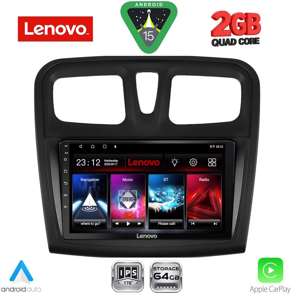 Βλησαρούλης Car Center - LENOVO LVD 2108SQ_CPA (9inc) MULTIMEDIA TABLET for DACIA LOGAN – SANDERO mod. 2012-2019