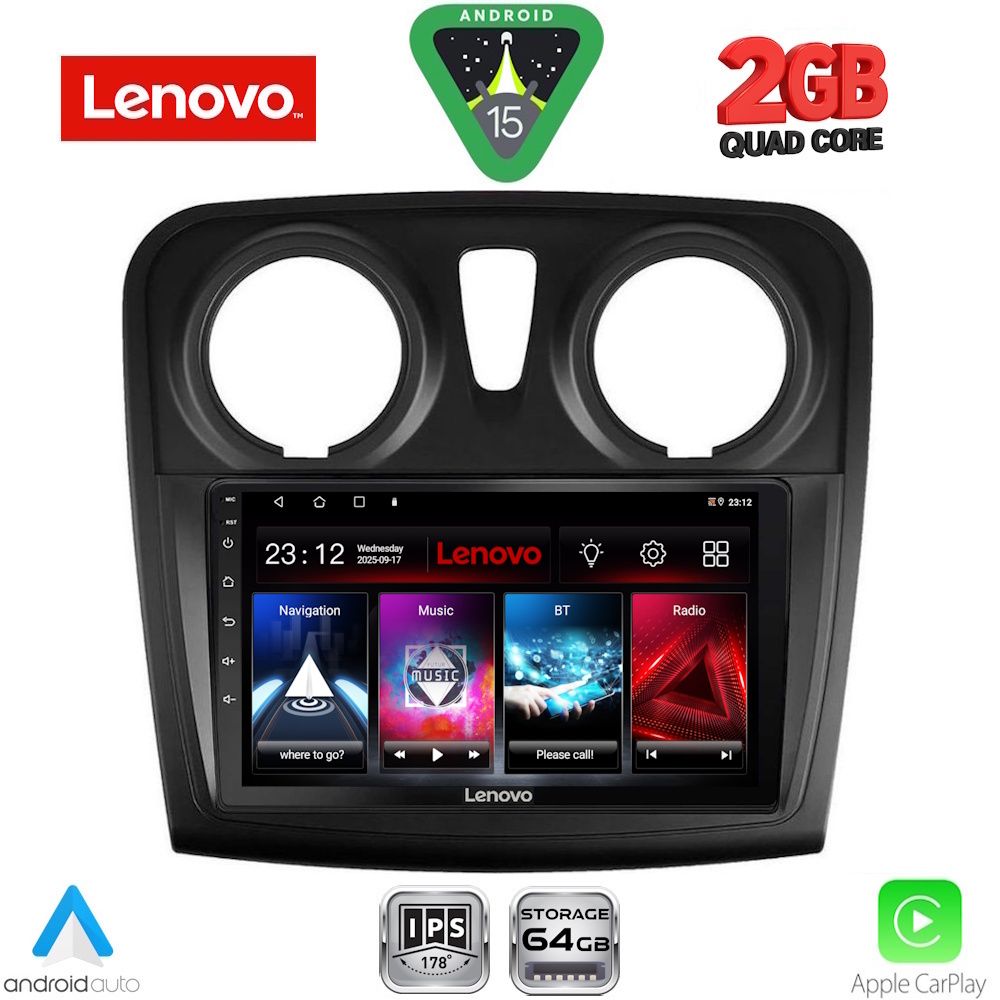 Βλησαρούλης Car Center - LENOVO LVD 2108_CPA (9inc) MULTIMEDIA TABLET for DACIA LOGAN – SANDERO mod. 2012-2019