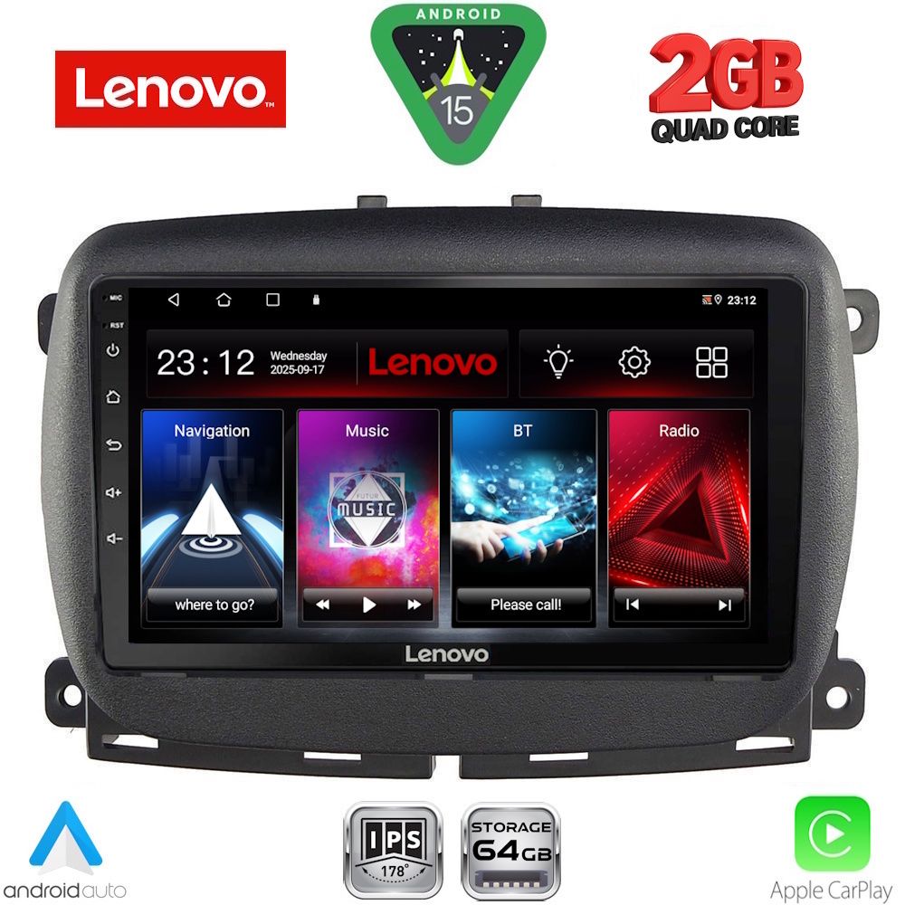 Βλησαρούλης Car Center - LENOVO LVD 2131_CPA (9inc) MULTIMEDIA TABLET for FIAT 500 mod. 2016-2025