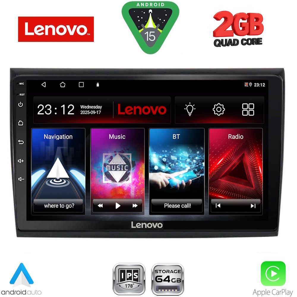 Βλησαρούλης Car Center - LENOVO LVD 2136_CPA (9inc) MULTIMEDIA TABLET for FIAT BRAVO mod. 2007-2019