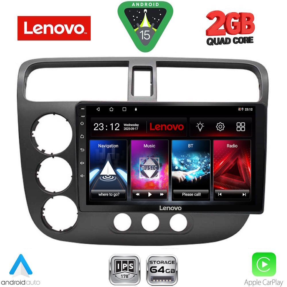 Βλησαρούλης Car Center - LENOVO LVD 2187_CPA (9inc) MULTIMEDIA TABLET for HONDA CIVIC 4D mod. 2001-2006