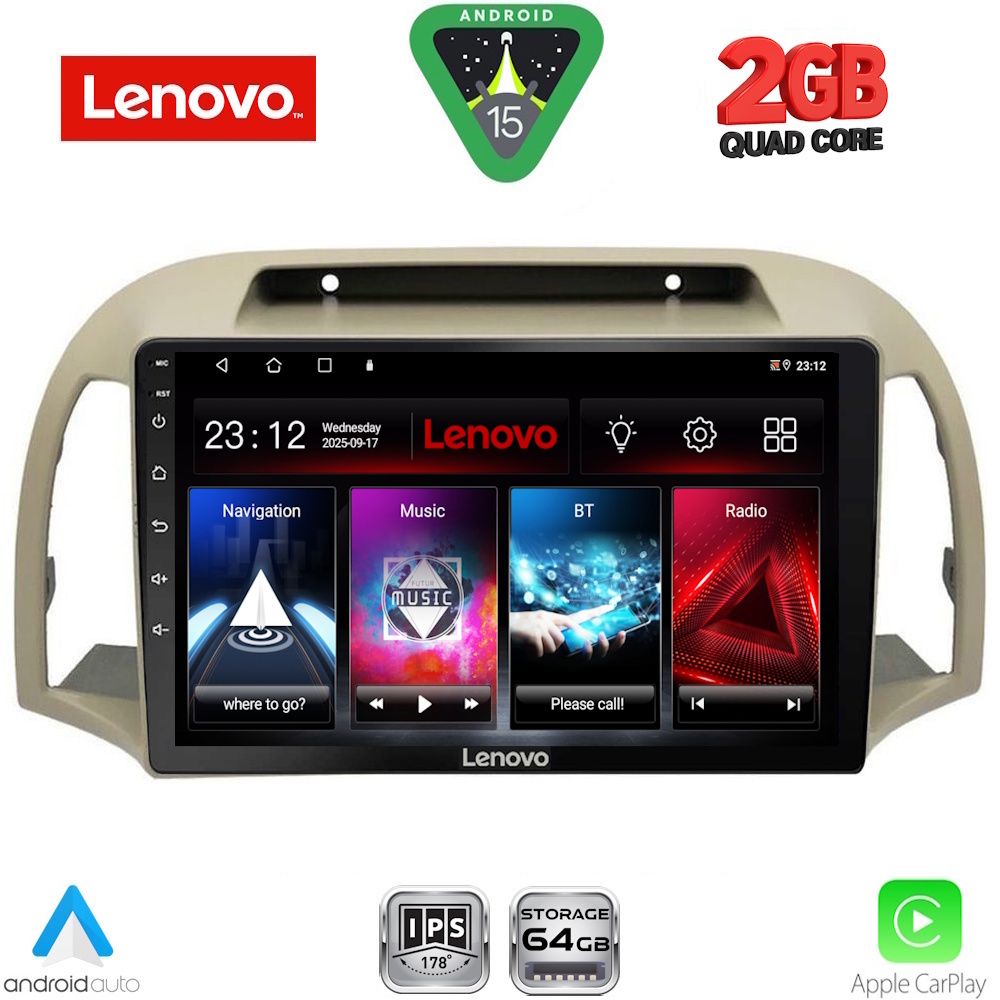 Βλησαρούλης Car Center - LENOVO LVD 2457BG_CPA (9inc) MULTIMEDIA TABLET for NISSAN MICRA K12 mod. 2002-2010 (BEIGE)