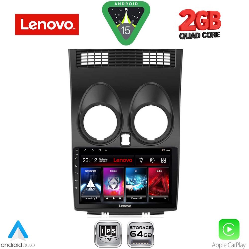 Βλησαρούλης Car Center - LENOVO LVD 2466_CPA (9inc) MULTIMEDIA TABLET for NISSAN QASHQAI mod. 2007-2014