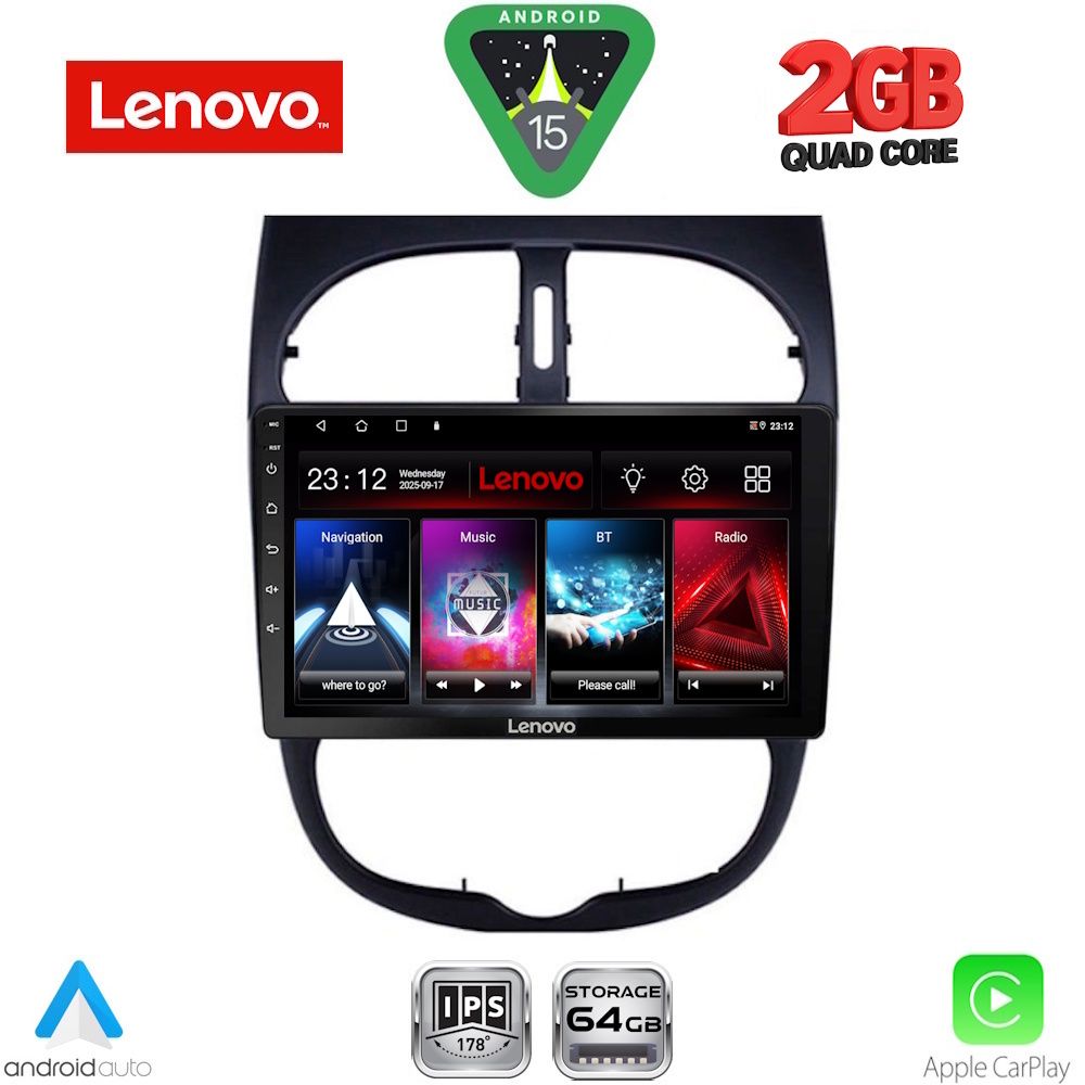 Βλησαρούλης Car Center - LENOVO LVD 2506_CPA (9inc) MULTIMEDIA TABLET for PEUGEOT 206 mod. 1998-2006