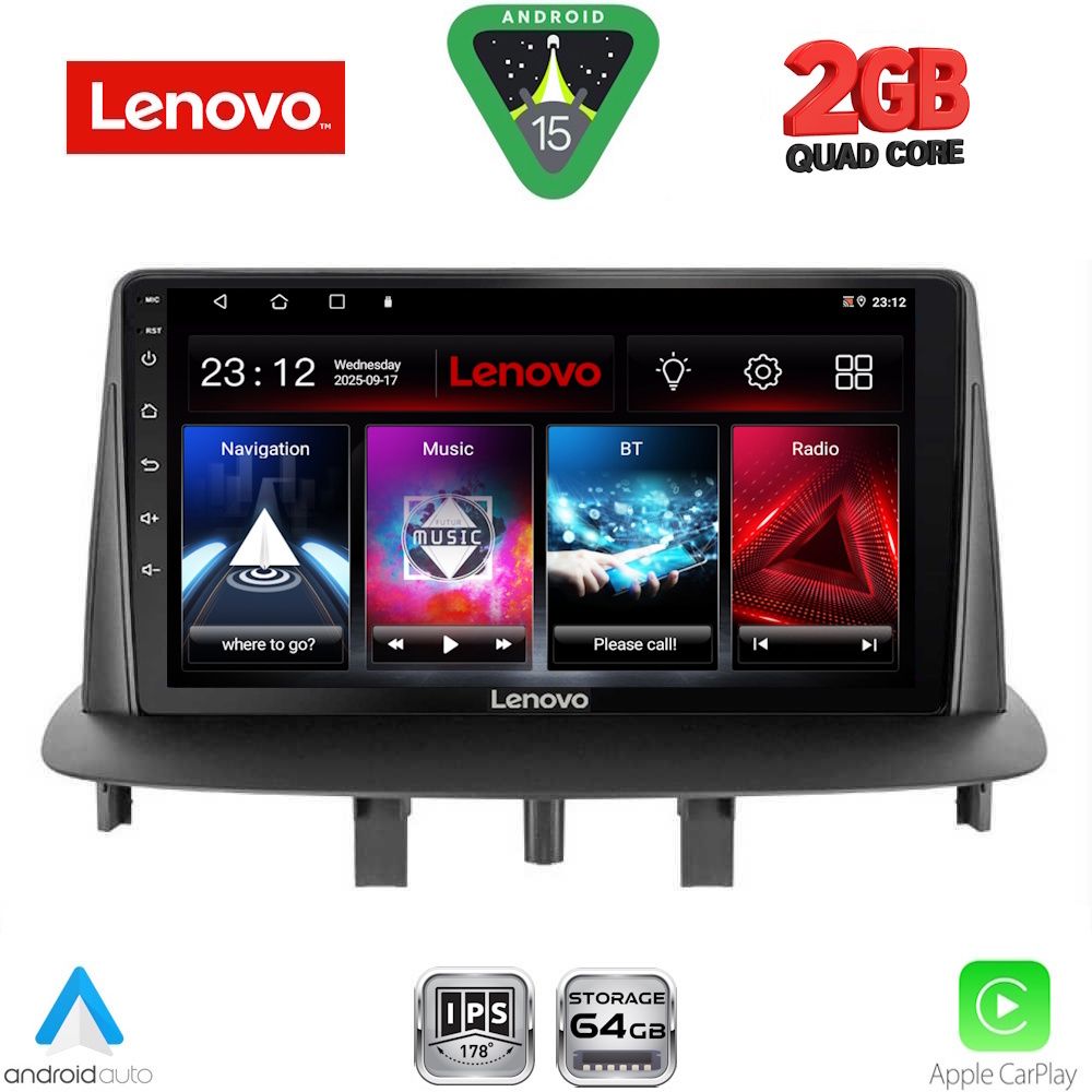 Βλησαρούλης Car Center - LENOVO LVD 2556_CPA (9inc) MULTIMEDIA TABLET for RENAULT MEGANE 3 mod. 2009-2016