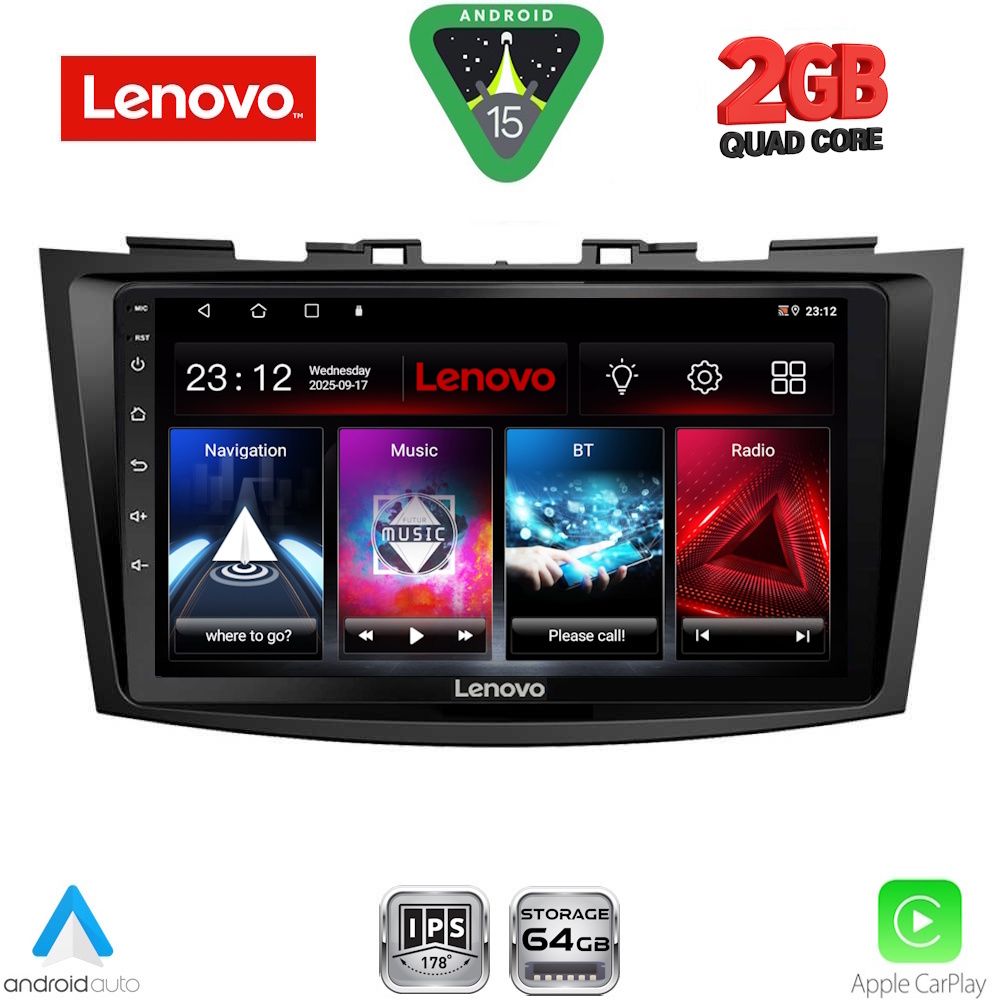 Βλησαρούλης Car Center - LENOVO LVD 2685_CPA (9inc) MULTIMEDIA TABLET for SUZUKI SWIFT mod. 2011-2016