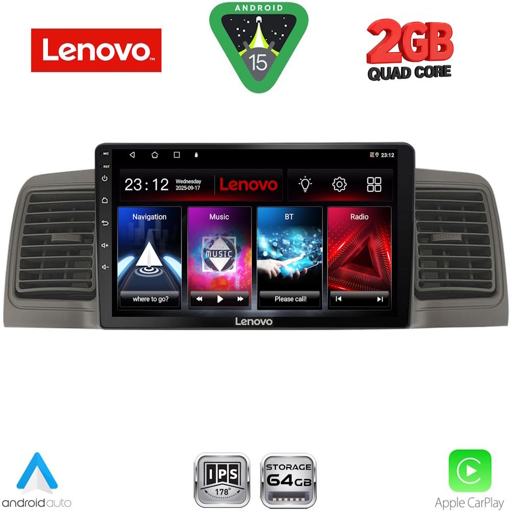 Βλησαρούλης Car Center - LENOVO LVD 2712GR_CPA (9inc) MULTIMEDIA TABLET for TOYOTA COROLLA mod. 2001-2006 (GREY)