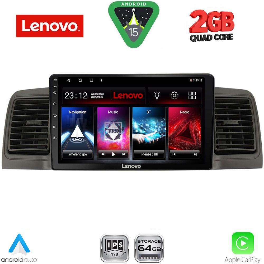 Βλησαρούλης Car Center - LENOVO LVD 2712BL_CPA (9inc) MULTIMEDIA TABLET for TOYOTA COROLLA mod. 2001-2006 (BLACK)