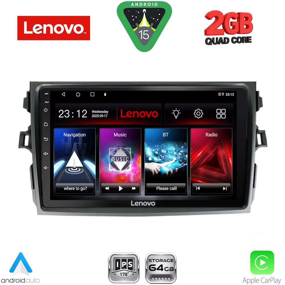 Βλησαρούλης Car Center - LENOVO LVD 2713_CPA (9inc) MULTIMEDIA TABLET for TOYOTA COROLLA 4D mod. 2006-2012