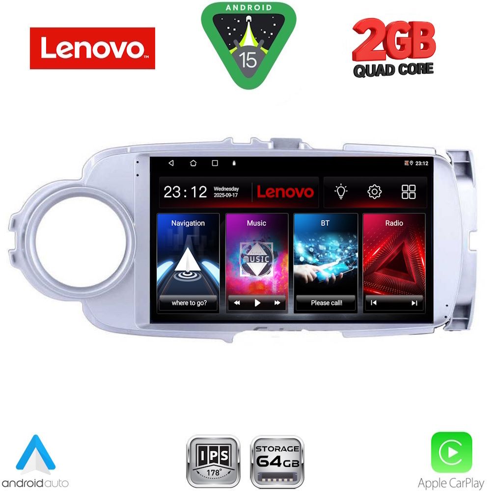 Βλησαρούλης Car Center - LENOVO LVD 2737SL_CPA (9inc) MULTIMEDIA TABLET for TOYOTA YARIS mod. 2011-2015 (SILVER)