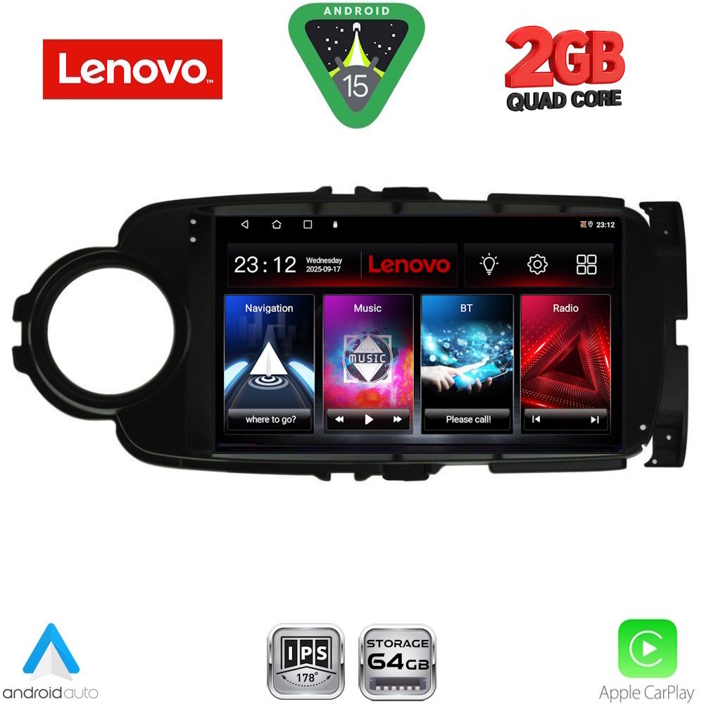 Βλησαρούλης Car Center - LENOVO LVD 2737BL_CPA (9inc) MULTIMEDIA TABLET for TOYOTA YARIS mod. 2011-2015 (BLACK)