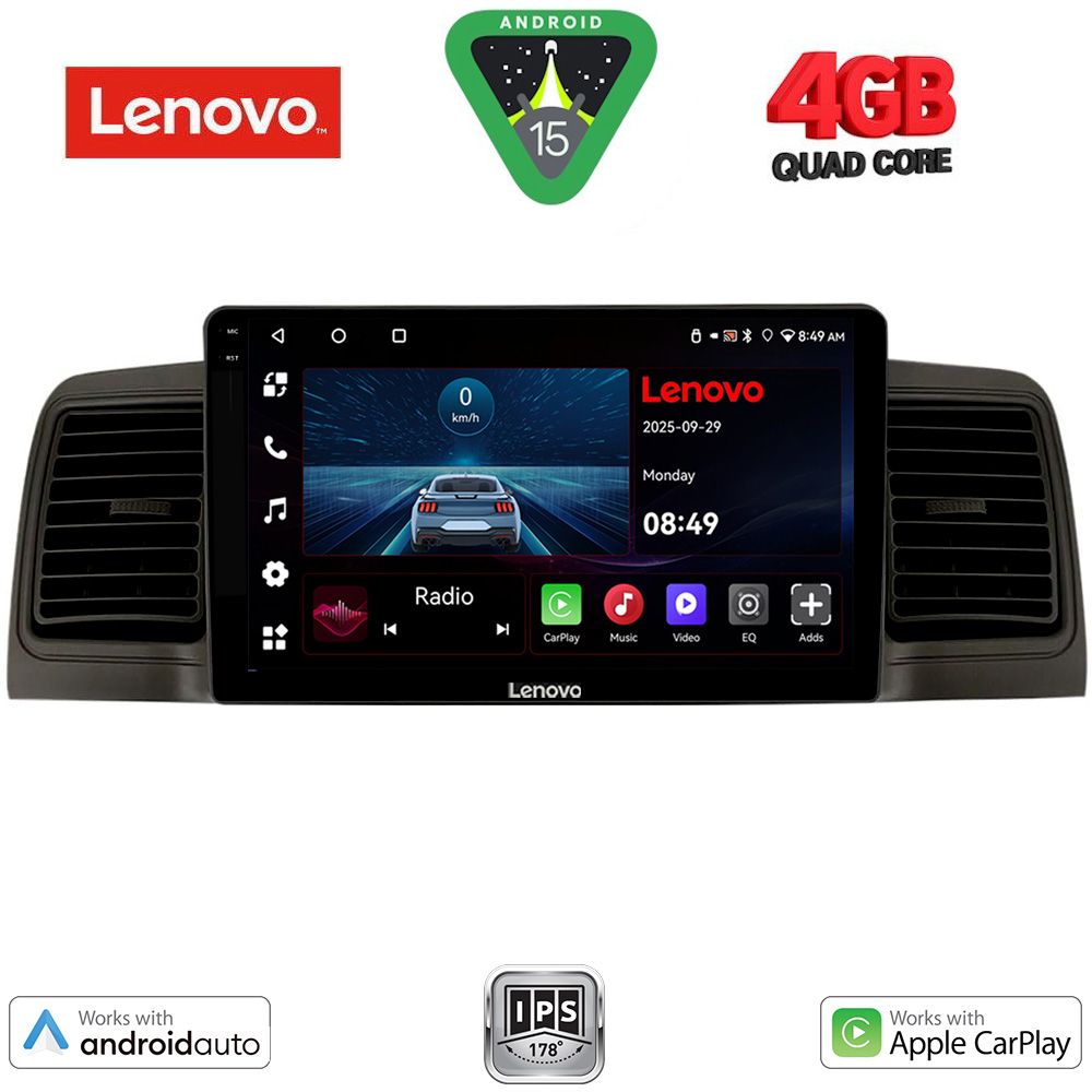 Βλησαρούλης Car Center - LENOVO LVE 8712BL_CPAA (9inc) MULTIMEDIA TABLET for TOYOTA COROLLA mod. 2001-2006 (BLACK)