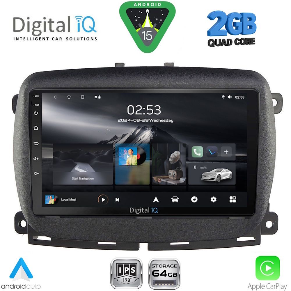 Βλησαρούλης Car Center - DIGITAL IQ RSD 1131_CPA (9inc) MULTIMEDIA TABLET for FIAT 500 mod. 2016-2025