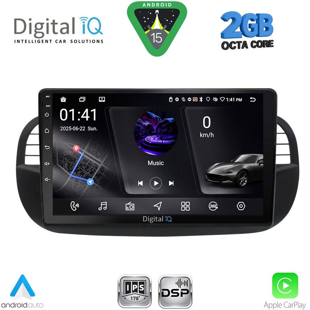 Βλησαρούλης Car Center - DIGITAL IQ RSF 4130BL_CPA (9inc) MULTIMEDIA TABLET for FIAT 500 mod. 2007-2015 (BLACK)