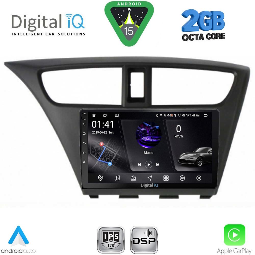 Βλησαρούλης Car Center - DIGITAL IQ RSF 4190_CPA (9inc) MULTIMEDIA TABLET for HONDA CIVIC  mod. 2012-2016