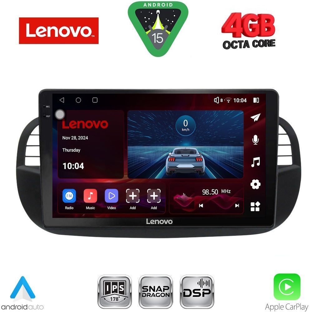 Βλησαρούλης Car Center - LENOVO SSV 9130BL_CPA (9inc) MULTIMEDIA TABLET for FIAT 500 mod. 2007-2015 (BLACK)