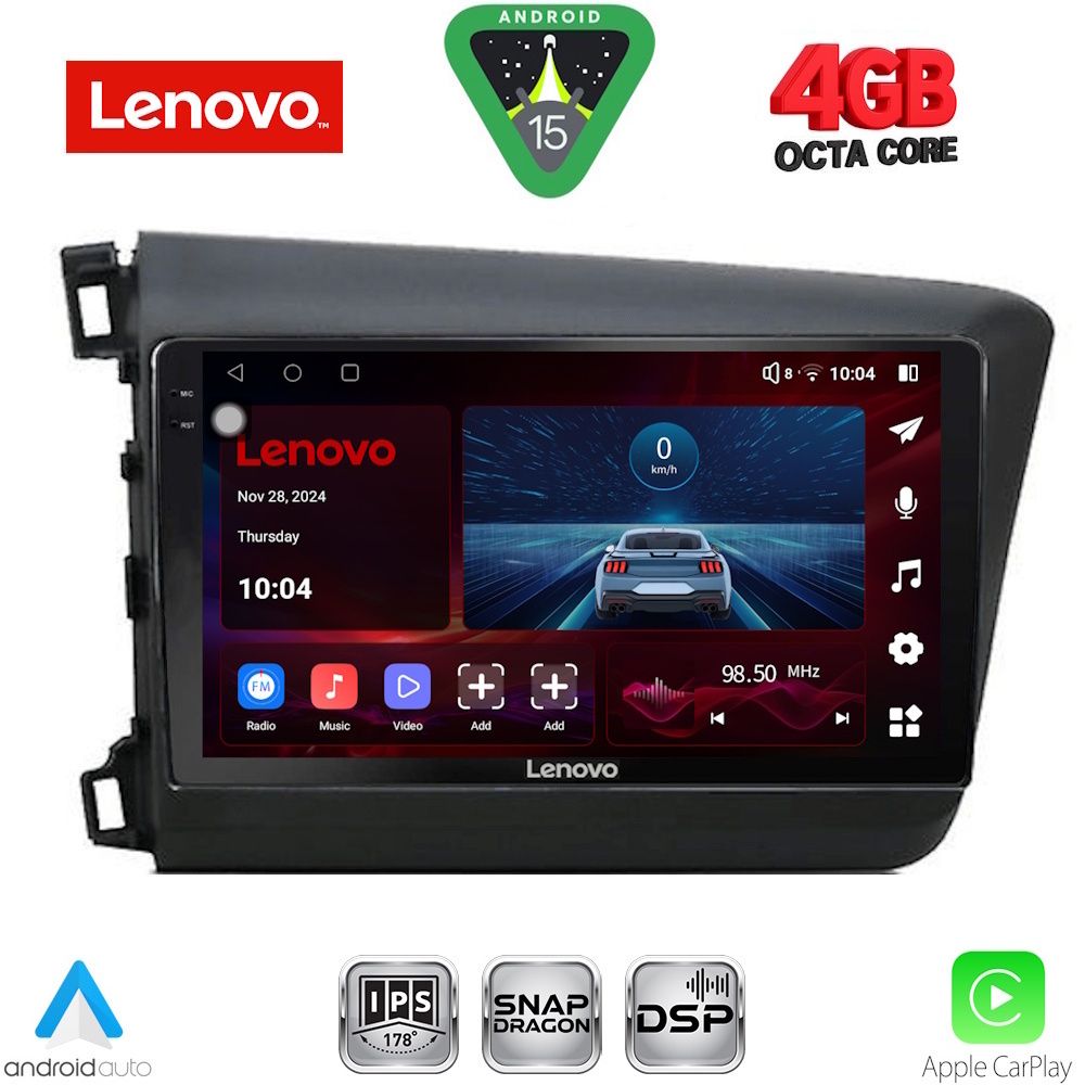 Βλησαρούλης Car Center - LENOVO SSV 91904D_CPA (9inc) MULTIMEDIA TABLET for HONDA CIVIC  4Doors mod. 2012-2016