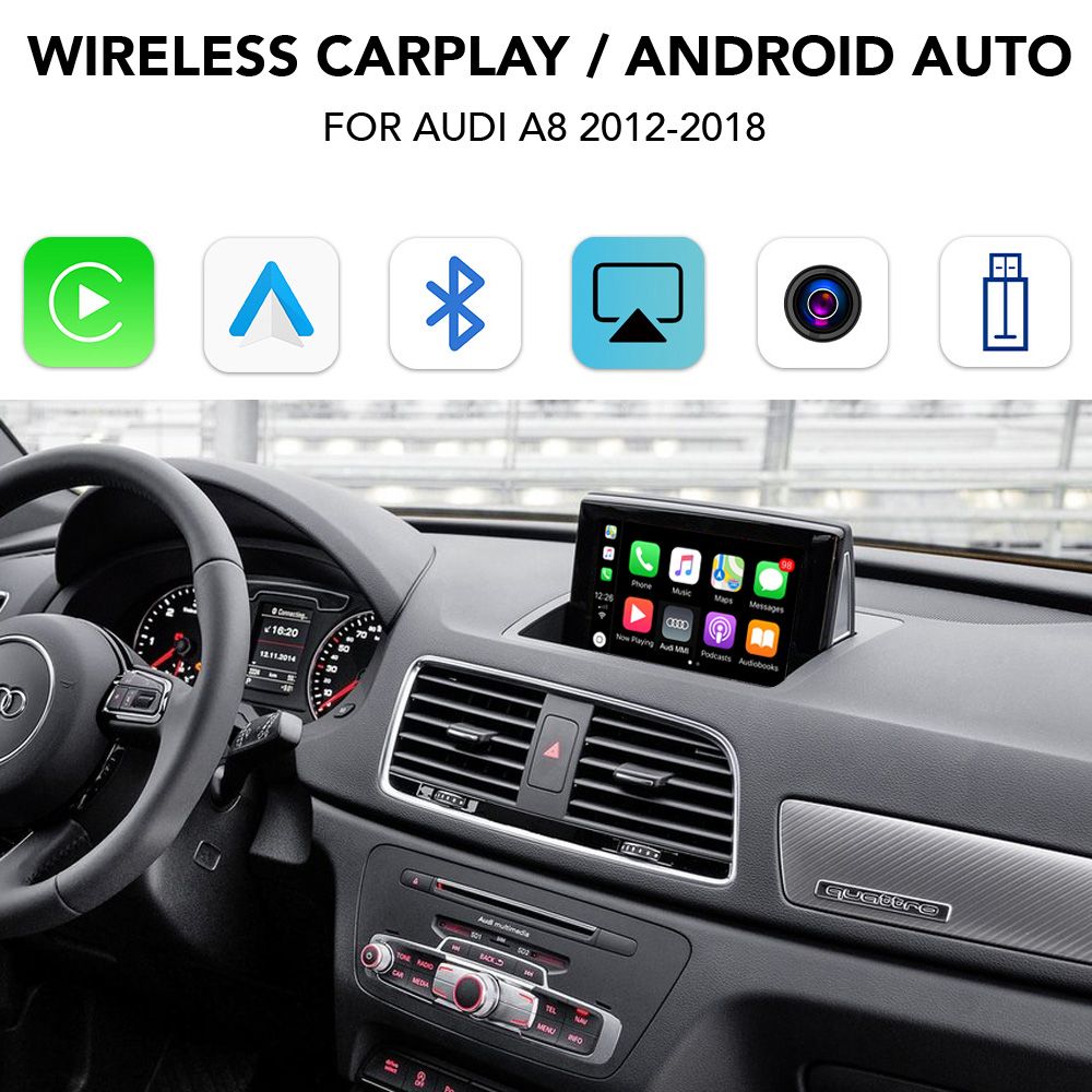 Βλησαρούλης Car Center - DIGITAL IQ AD 505Q CPA (WIRELESS CARPLAY / ANDROID AUTO BOX with 2 CAMERA IN for AUDI A8 mod. 2012-2018 with MMI 3G and 6.5'' - 7'' screen)