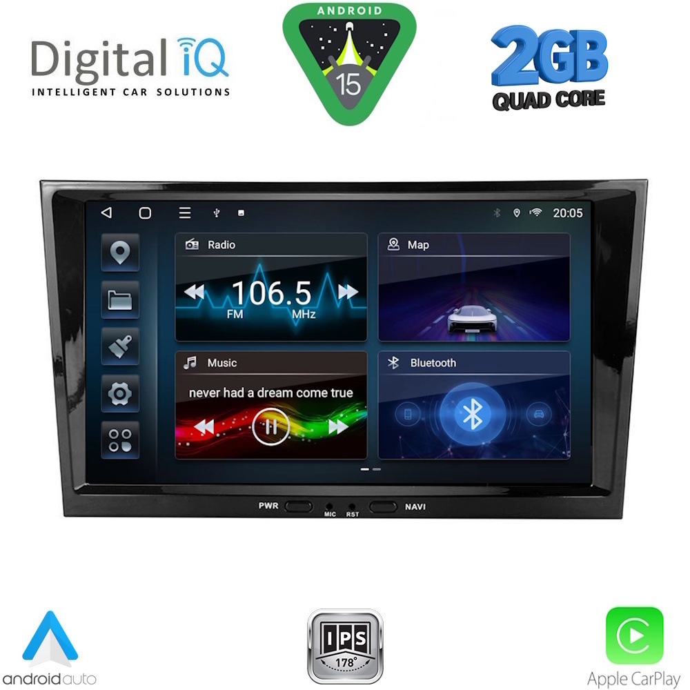 Βλησαρούλης Car Center - DIGITAL IQ BLD 218BL_CPA (8" DECK) MULTIMEDIA SYSTEM for OPEL ALL mod. 2003-2014 (BLACK)