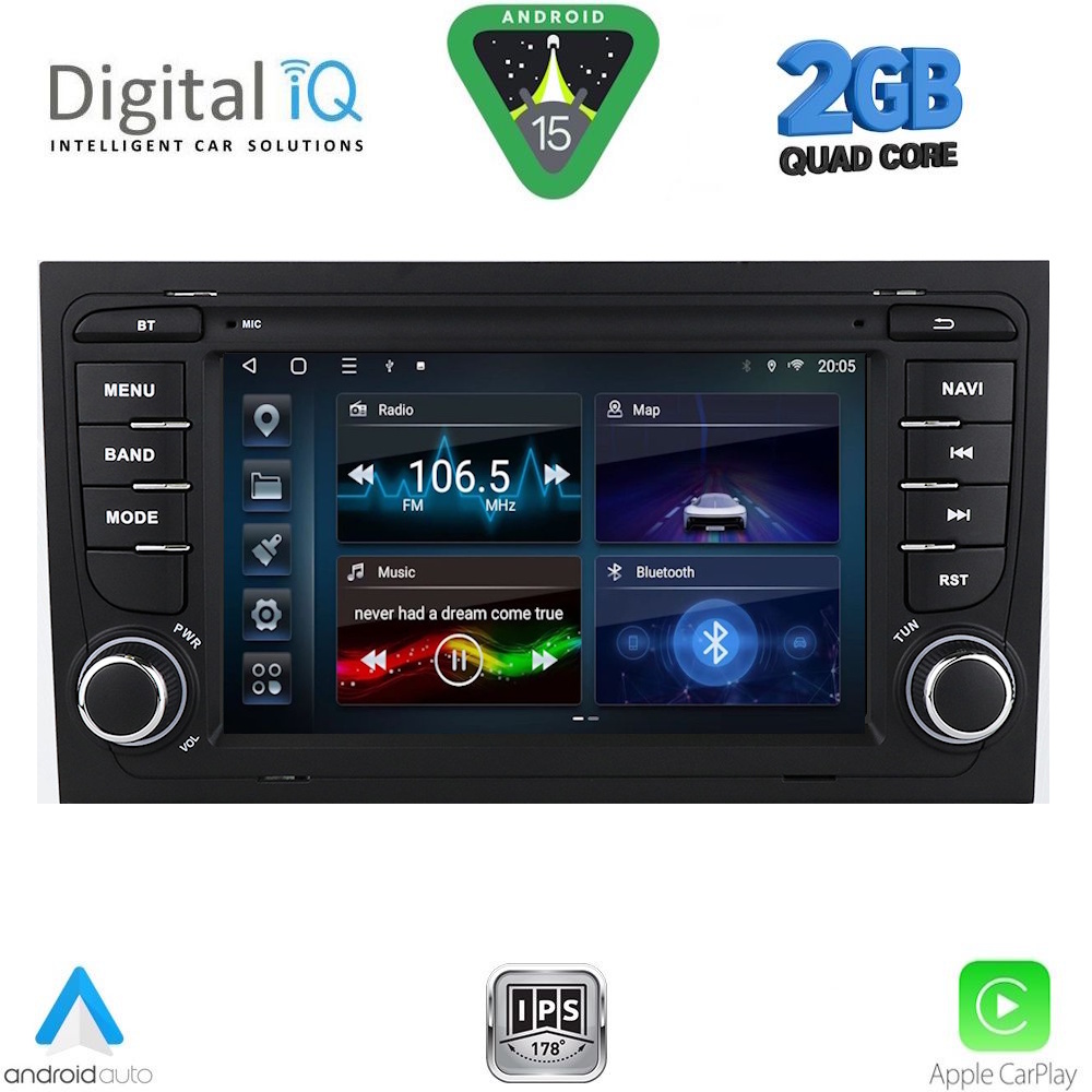 Βλησαρούλης Car Center - DIGITAL IQ BLD 250_CPA (7" DECK) MULTIMEDIA SYSTEM for AUDI A4 mod. 2002-2008