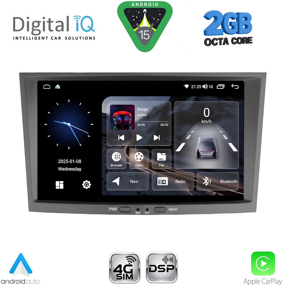 Βλησαρούλης Car Center - DIGITAL IQ BLF 318GR_CPA (8" DECK) MULTIMEDIA SYSTEM for OPEL ALL mod. 2004-2014 (GREY)