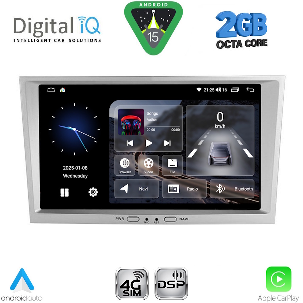 Βλησαρούλης Car Center - DIGITAL IQ BLF 318SL_CPA (8" DECK) MULTIMEDIA SYSTEM for OPEL ALL mod. 2004-2014 (SILVER)