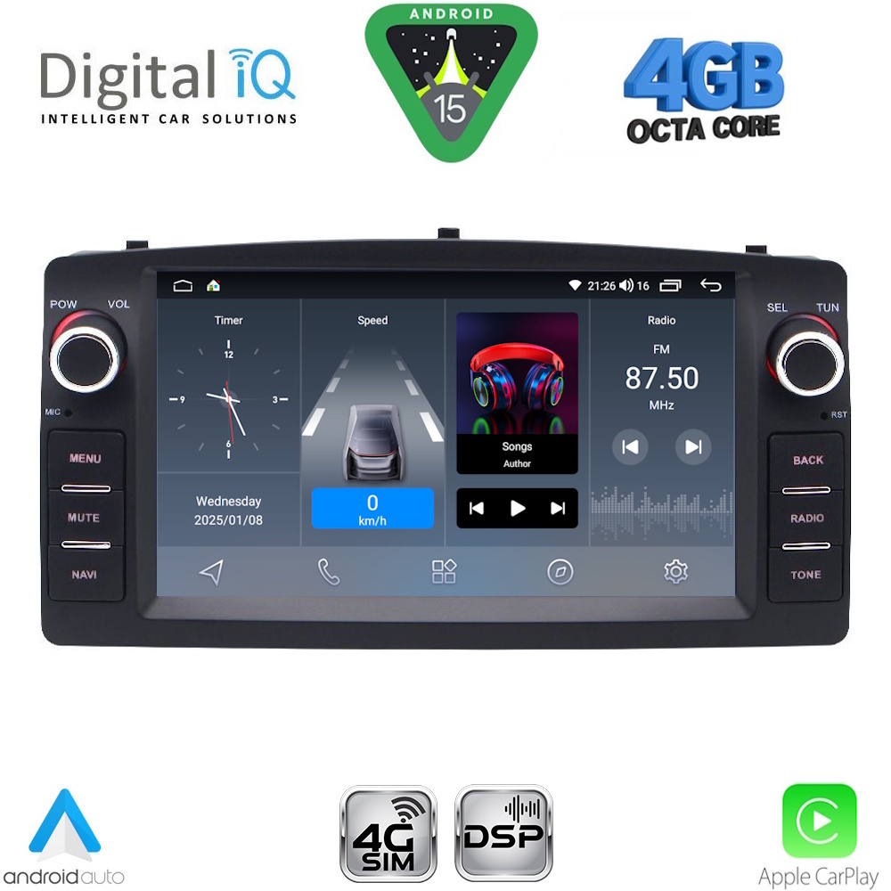 Βλησαρούλης Car Center - DIGITAL IQ BLG 410_CPA (7″ DECK) MULTIMEDIA OEM for TOYOTA COROLLA mod. 2000-2006