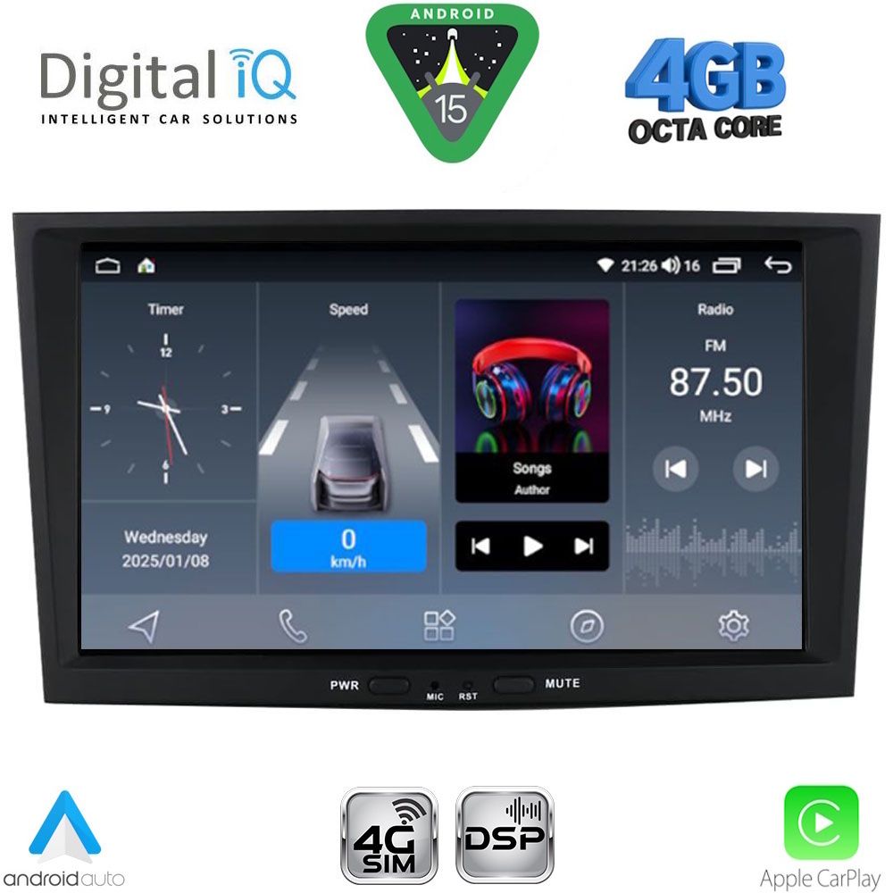 Βλησαρούλης Car Center - DIGITAL IQ BLG 418BL_CPA (8" DECK) MULTIMEDIA SYSTEM for OPEL ALL mod. 2004-2014 (BLACK)