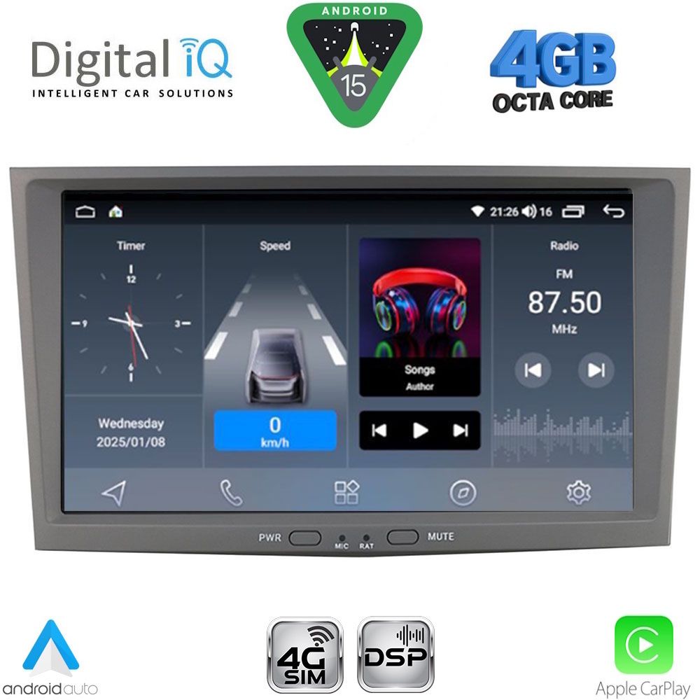 Βλησαρούλης Car Center - DIGITAL IQ BLG 418GR_CPA (8" DECK) MULTIMEDIA SYSTEM for OPEL ALL mod. 2004-2014 (GREY)