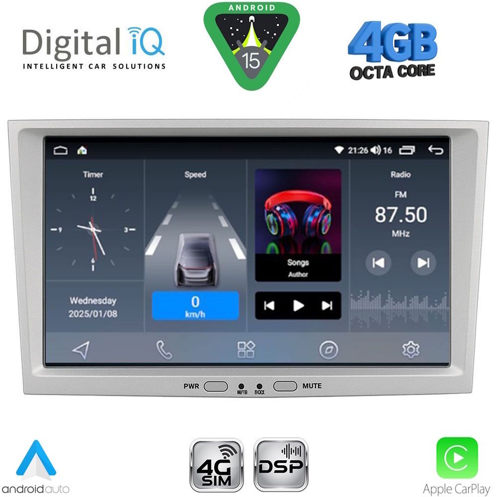 Βλησαρούλης Car Center - DIGITAL IQ BLG 418SL_CPA (8" DECK) MULTIMEDIA SYSTEM for OPEL ALL mod. 2004-2014 (SILVER)