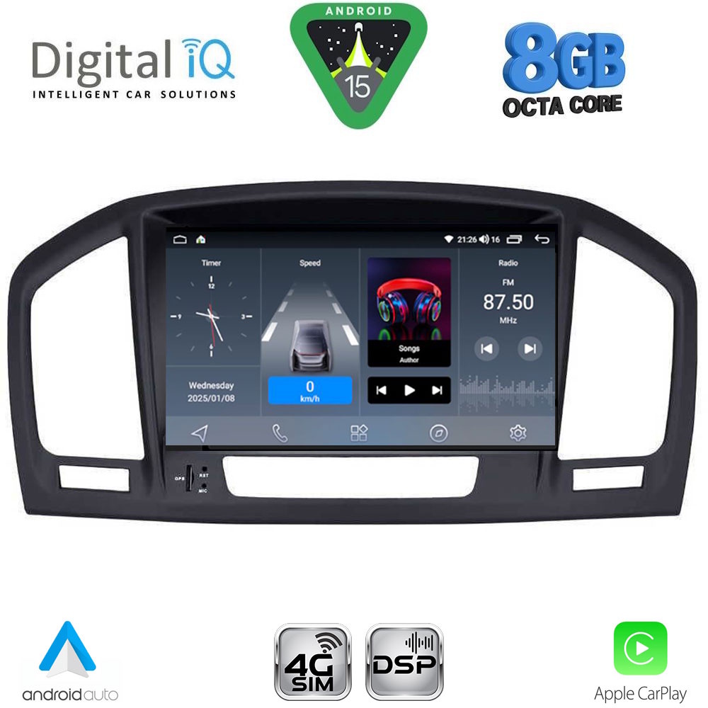Βλησαρούλης Car Center - DIGITAL IQ BLM 714BL_CPA (8" DECK) MULTIMEDIA SYSTEM for OPEL INSIGNIA mod. 2008-2013 (BLACK)