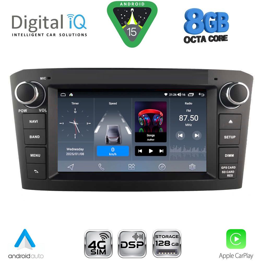 Βλησαρούλης Car Center - DIGITAL IQ BLM 725BL_CPA (7" DECK) MULTIMEDIA OEM for TOYOTA AVENSIS (T25) mod. 2003-2009 (BLACK)
