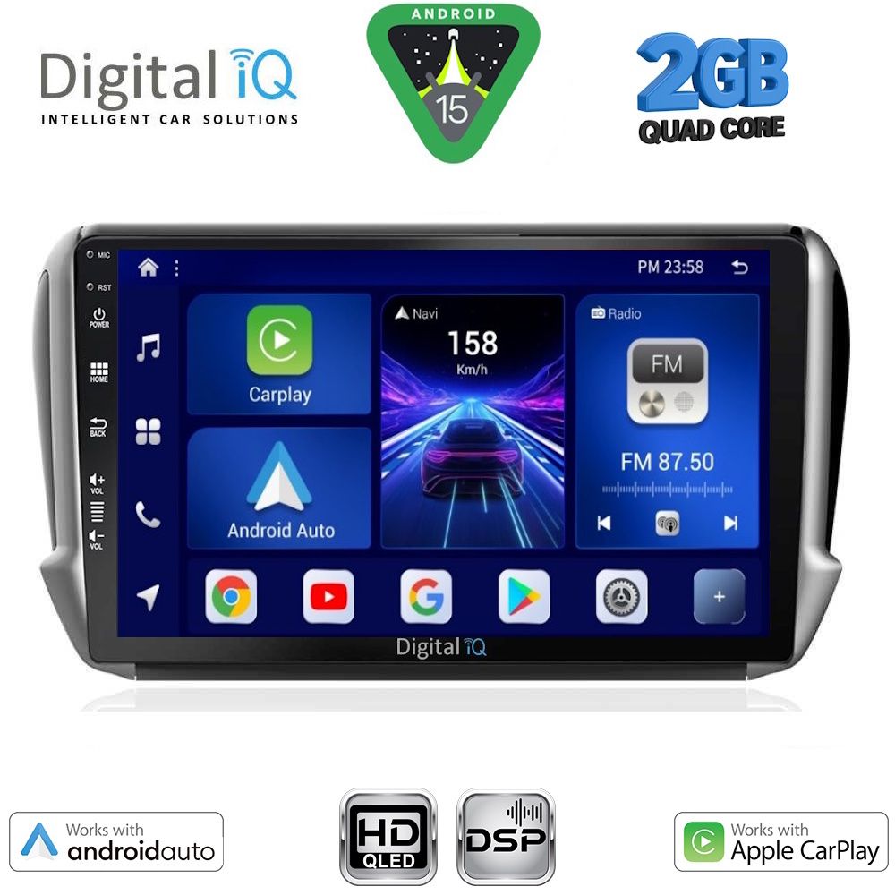 Βλησαρούλης Car Center - DIGITAL IQ BXC 3508_CPAA (10inc) MULTIMEDIA TABLET for PEUGEOT 208-2008 mod. 2012-2021