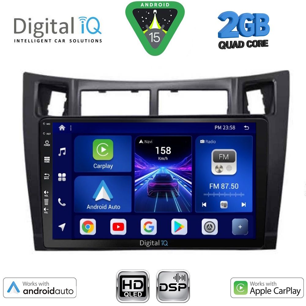 Βλησαρούλης Car Center - DIGITAL IQ BXC 3736BL_CPAA (9inc) MULTIMEDIA TABLET for TOYOTA YARIS mod. 2006-2011 (BLACK)